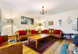 The living room at Sawmill Cottage